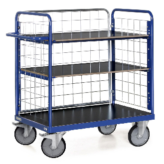 Protaurus Etagenwagen F600 mit 3 Ladeflächen und 3 Gitterwänden 1200mm hoch 1000x600mm-Beschreibung lesen