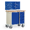 Protaurus Werkbankwagen Serie 300 mit Schrankfach, 4 Schubladen und Schlitzplatte