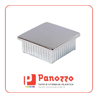TAPPO COPRITESTA CROMATO 50X50-1.5 mm PER TUBI QUADRATI - Il prezzo viene calcolato su multipli di 10 pz.-Leggi tutto