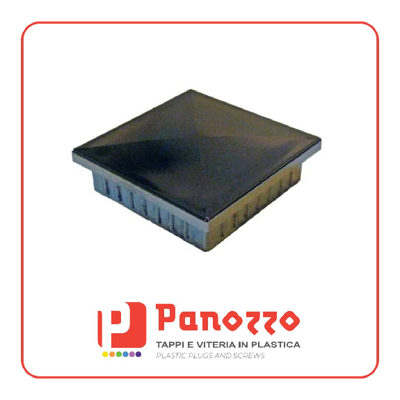TAPPO COPRITESTA NERO 50X50-2 mm PER TUBI QUADRATI - Il prezzo viene calcolato su multipli di 10 pz.-Leggi tutto