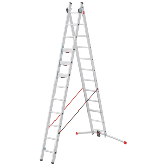 Hailo Sprossenschiebeleiter S110 Pro mit innovativen 3 Dreh-Stufen mit großer Standfläche 2x12 Sprossen-Beschreibung lesen
