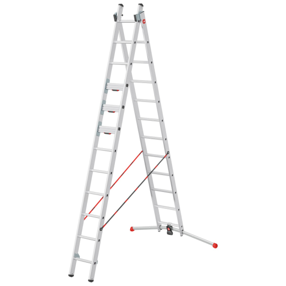 Hailo Sprossenschiebeleiter S110 Pro mit innovativen 3 Dreh-Stufen mit großer Standfläche 2x12 Sprossen-Beschreibung lesen