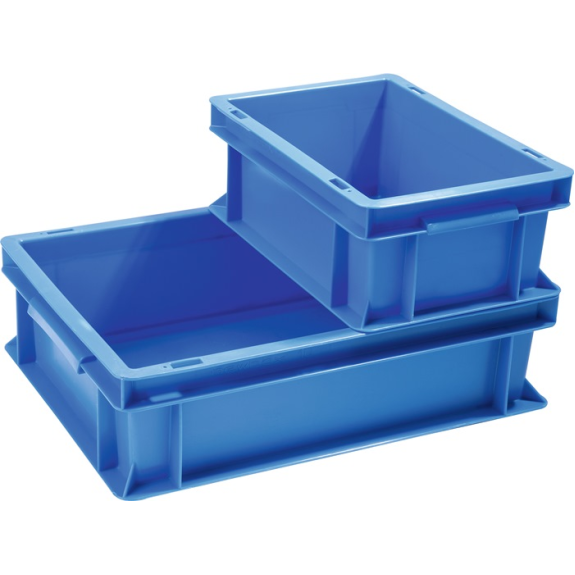Transportstapelbehälter  L400xB300xH120mm blau PP Muschelgriff Seitenwän-Beschreibung lesen