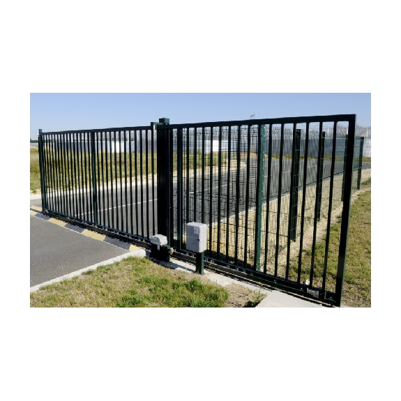 Portail coulissant galvanisé plastifié L10000 H1200 manuel barreaudé-Lire la description