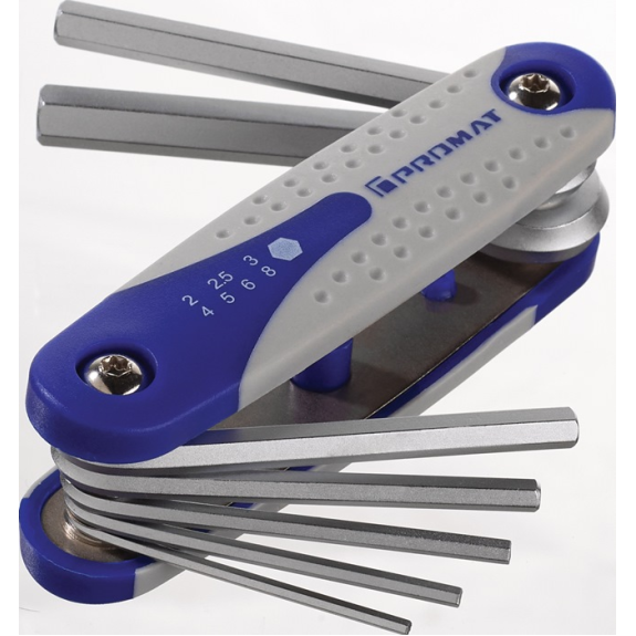 Sechskantwinkelschraubendrehersatz  7-teilig   Handklapphalter SW 2 - 8-Beschreibung lesen