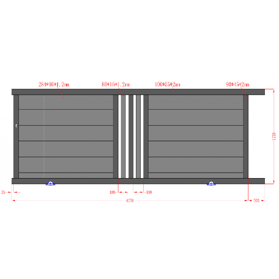 Portail coulissant aluminium RAL7016 4m x 1,70m-Lire la description