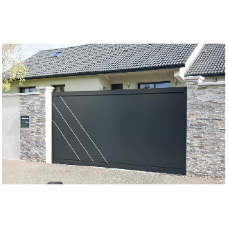 Portail coulissant aluminium 4m x 1,80m RAL7016-Lire la description