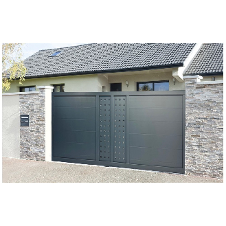 Portail coulissant en aluminium RAL7016 4m x 1,70m-Lire la description
