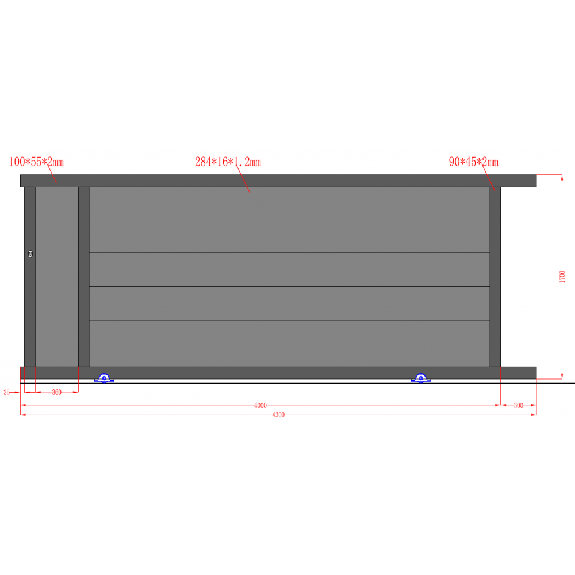 Portail coulissant en aluminium RAL7016 4m x 1,70m-Lire la description