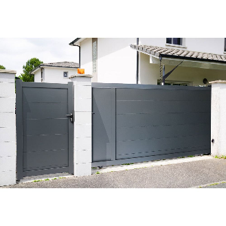 Portail coulissant en aluminium RAL7016 3m x 1,70m-Lire la description