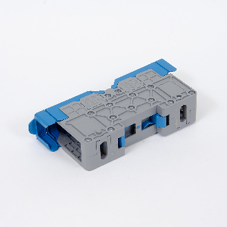 Morsetto di connessione a vite 50 mm² M8 per guida DIN con coperchio protettivo, blu-Leggi tutto
