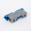 Morsetto di connessione a vite 50 mm² M8 per guida DIN con coperchio protettivo, blu