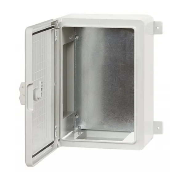 Porta in plastica grigia per quadro elettrico IP65 200x300x130mm-Leggi tutto
