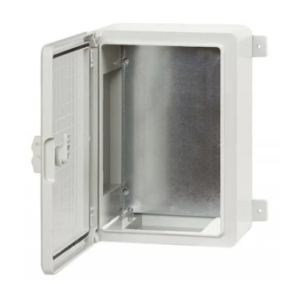 Porta in plastica grigia per quadro elettrico IP65 200x300x130mm-Leggi tutto