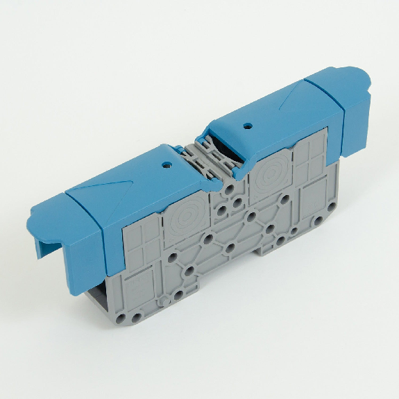 Morsetto di connessione a vite 70 mm² M8 per guida DIN con coperchio protettivo-Leggi tutto