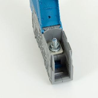 Morsetto di connessione a vite 70 mm² M8 per guida DIN con coperchio protettivo-Leggi tutto