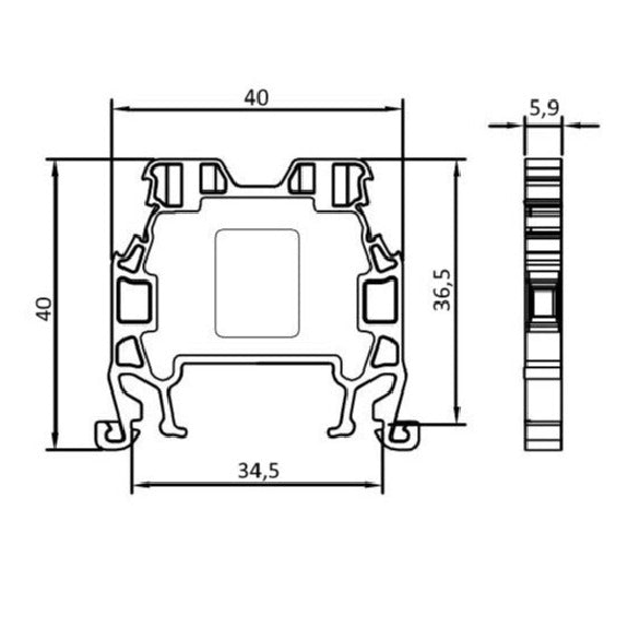 Bloque de terminales de tornillo para riel DIN 2,5 mm², 2 hilos, gris-Leer más