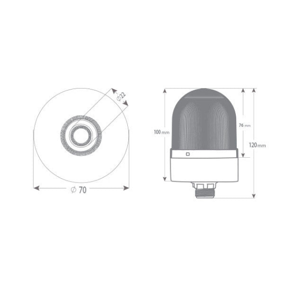 Segnalatore luminoso con cicalino, ø70 mm, 40-250 V AC/DC-Leggi tutto