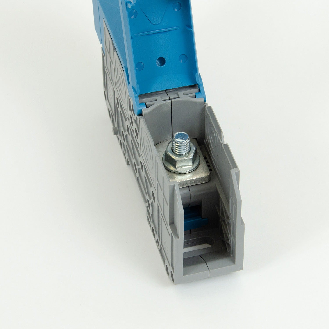 Morsetto di connessione a vite 95 mm² per guida DIN con coperchio protettivo, blu-Leggi tutto