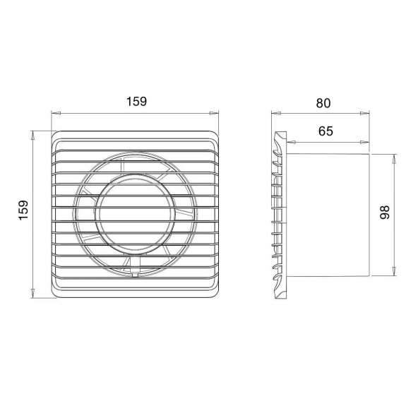 Ventilateur axial mural 100 mm pour salle de bain-Lire la description