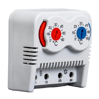 Thermostat bimétallique double à commutation NC+NO, plage 0-60°C-Lire la description