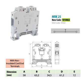 Morsetto di connessione a vite 25 mm² per guida DIN-Leggi tutto