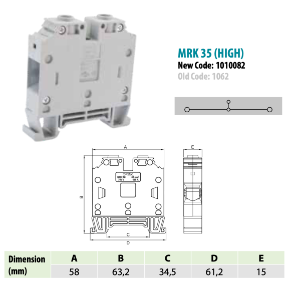 Morsetto di connessione a vite 35 mm² per guida DIN-Leggi tutto
