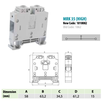 Morsetto di connessione a vite 35 mm² per guida DIN-Leggi tutto