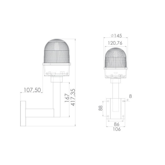 Wandmontiertes Leuchtfeuer 85-250V AC/DC-Beschreibung lesen