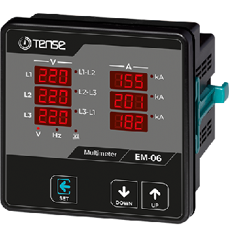 Dreiphasiges digitales Multimeter mit Strom-, Spannungs- und Frequenzanzeige-Beschreibung lesen