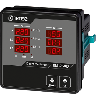 Dreiphasiges digitales Multimeter mit Strom-, Spannungs- und Frequenzanzeige-Beschreibung lesen