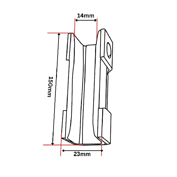 Insert de patin de guidage pliant 150x23x35-Lire la description