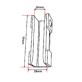 Insert de patin de guidage 70x28x40 mm-Lire la description