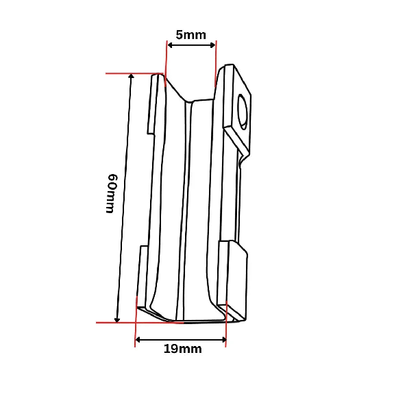 Insert de patin de guidage en PU 60 x 19 x 22,5 mm-Lire la description