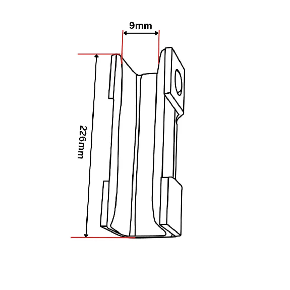 Insert de patin de guidage L = 226 mm, 9 mm-Lire la description