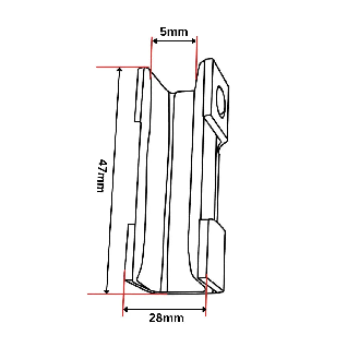 Inserto per pattino guida incernierato 47x28x23,5 mm-Leggi tutto