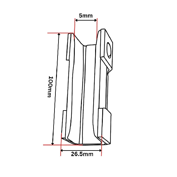 Guida per pattini guida Gejd 100x26,5x30,5 mm-Leggi tutto