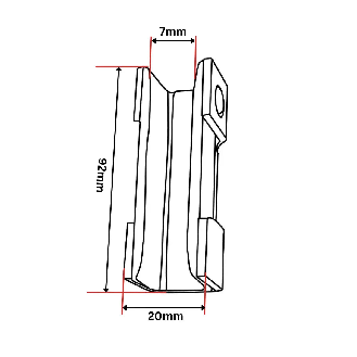 Insert de patin de guidage 92x20x34 mm-Lire la description