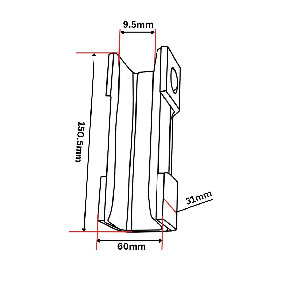 Inserto per pattino guida 150x21x31 9 mm-Leggi tutto