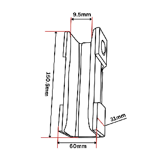 Inserto per pattino guida 150x21x31 9 mm-Leggi tutto