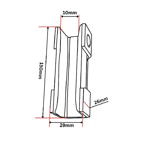 Inserto de zapata guía 150x29x26 10 mm-Leer más