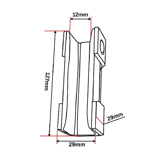 Insert de patin de guidage 125x30x30 mm-Lire la description