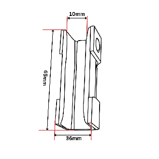 Insert de patin de guidage avec support 65x36x33 10 mm-Lire la description