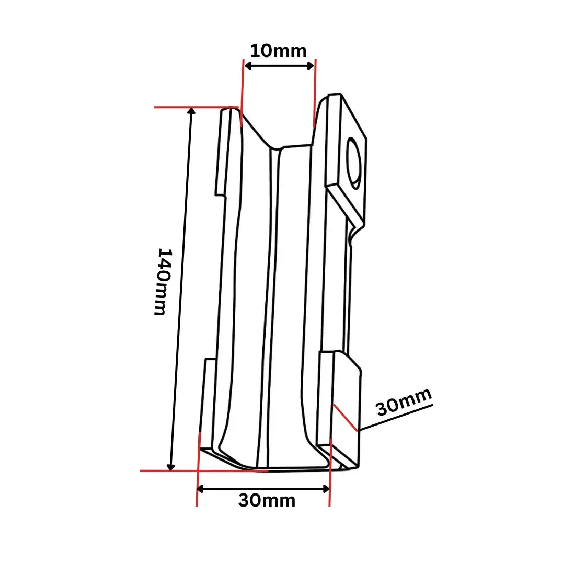 Insert de patin de guidage 140 x 29,5 x 30 mm-Lire la description