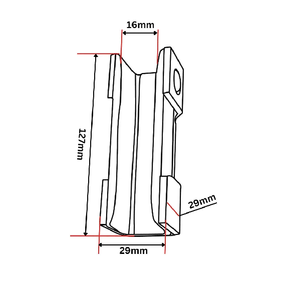 Insert de patin de guidage 127x30x30 16 mm-Lire la description