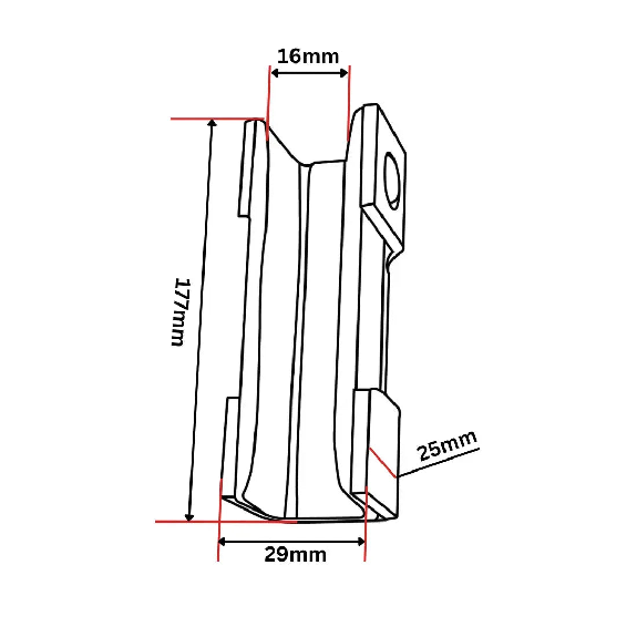 Insert de patin de guidage 177x29x25 mm-Lire la description