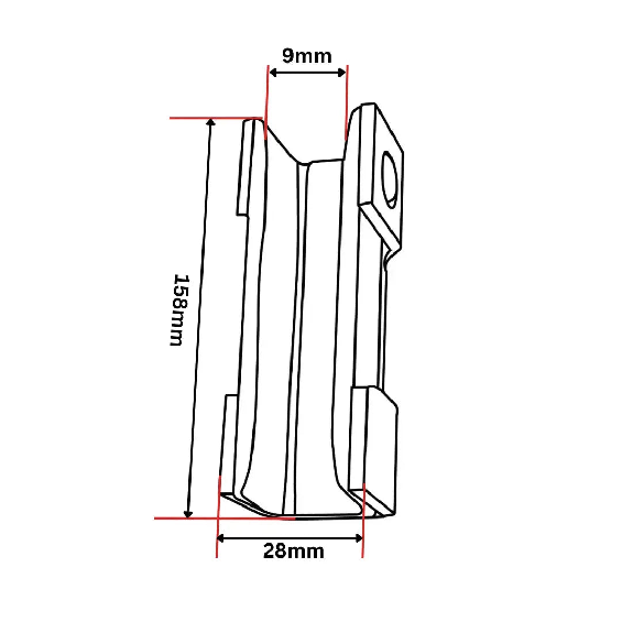 Insert de patin de guidage 158x28x25,9 mm-Lire la description