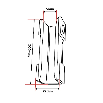 Insert de patin de guidage 100 x 22 x 8,5 mm-Lire la description