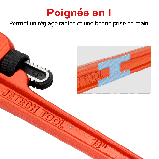 Clé à pipe droite 350 mm avec mâchoire flottante-Lire la description