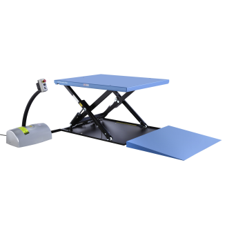 Hubtisch mit Auffahrrampe 230V, Hubhöhe 840 mm, Tragkraft 1000 kg-Beschreibung lesen